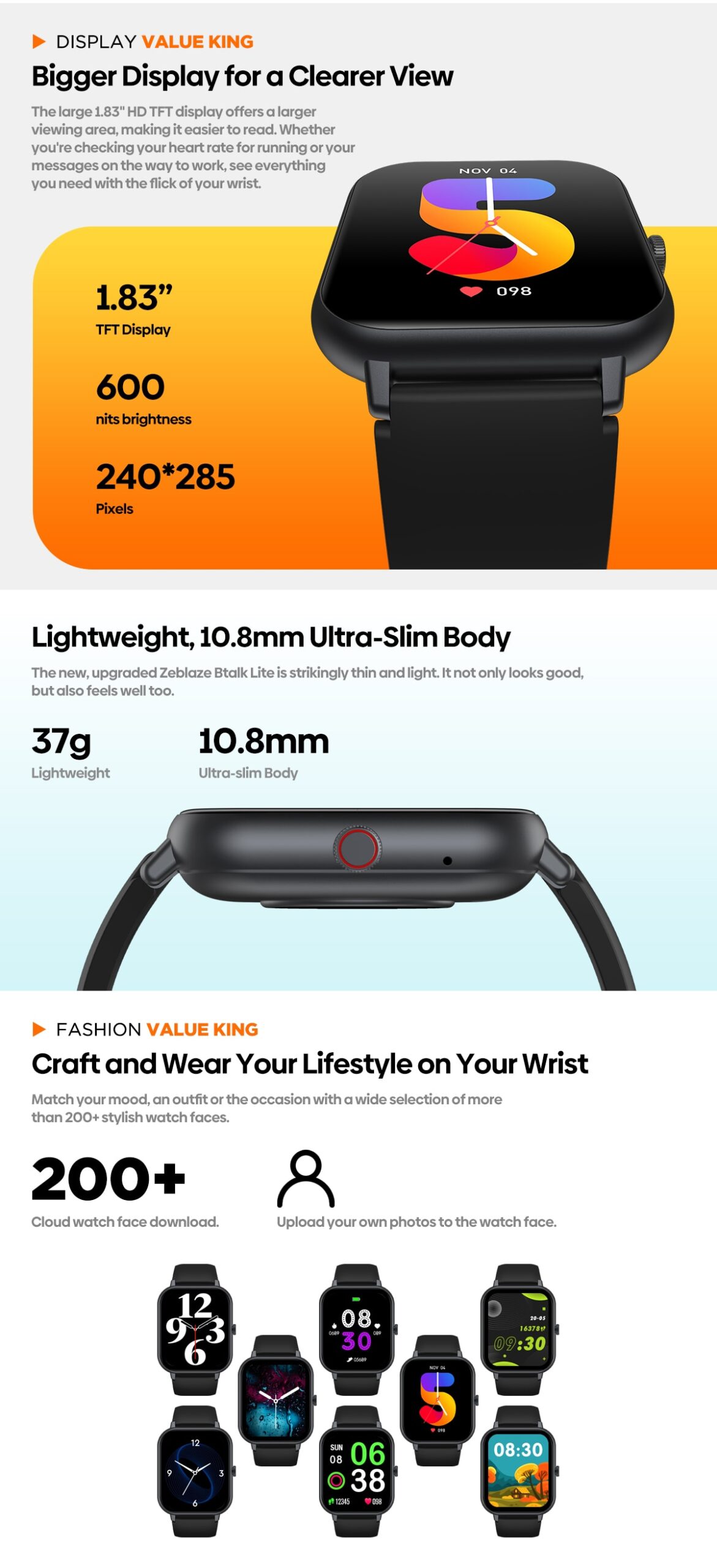 Affordable Smartwatch cheap - ZEBLAZE BTALK LITE VOICE CALLING SMART WATCH HEALTH SPORT MONITORING SMART NOTIFICATIONS VOICE ASSISTANT SMARTWATCH MEN 