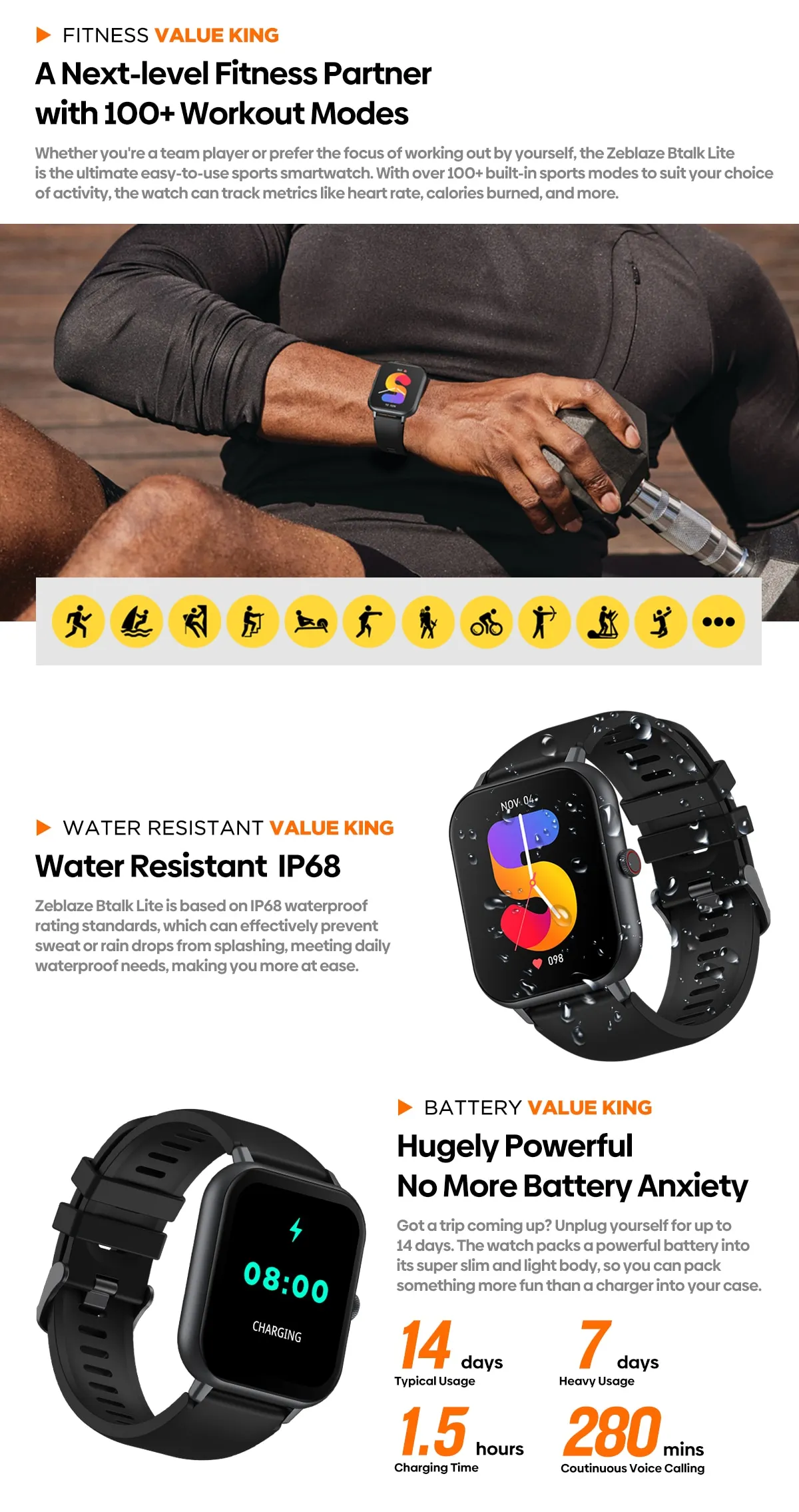 Affordable Smartwatch cheap - ZEBLAZE BTALK LITE VOICE CALLING SMART WATCH HEALTH SPORT MONITORING SMART NOTIFICATIONS VOICE ASSISTANT SMARTWATCH MEN 